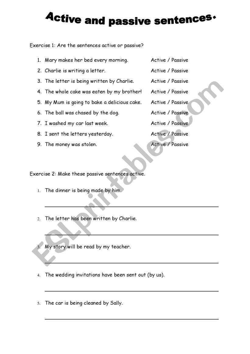 passive voice worksheet