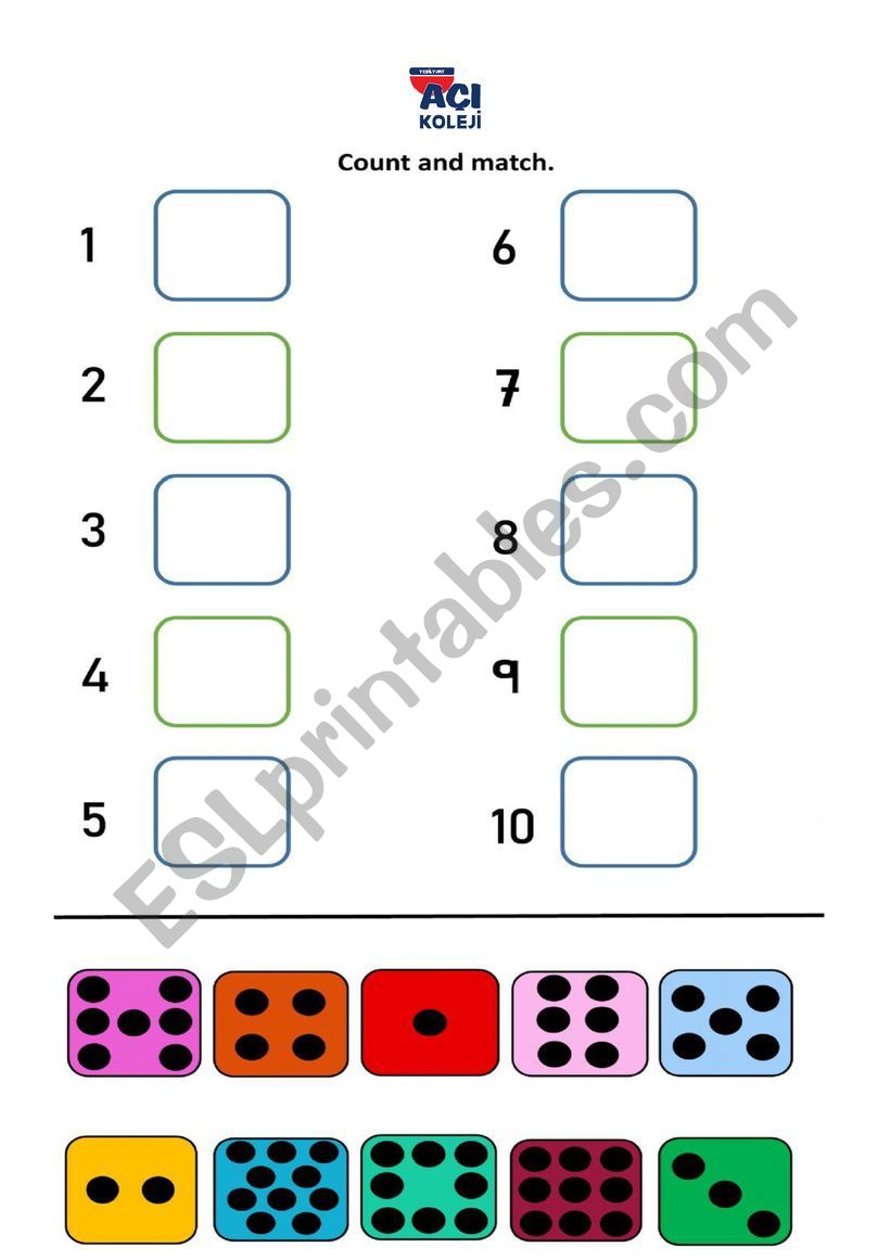 Count and match worksheet