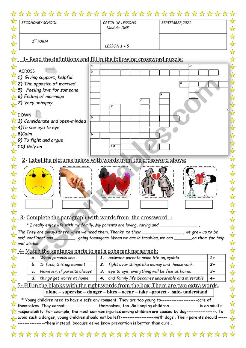 Catch- up Lesson for 1st year Secondary Education / Tunisian schools