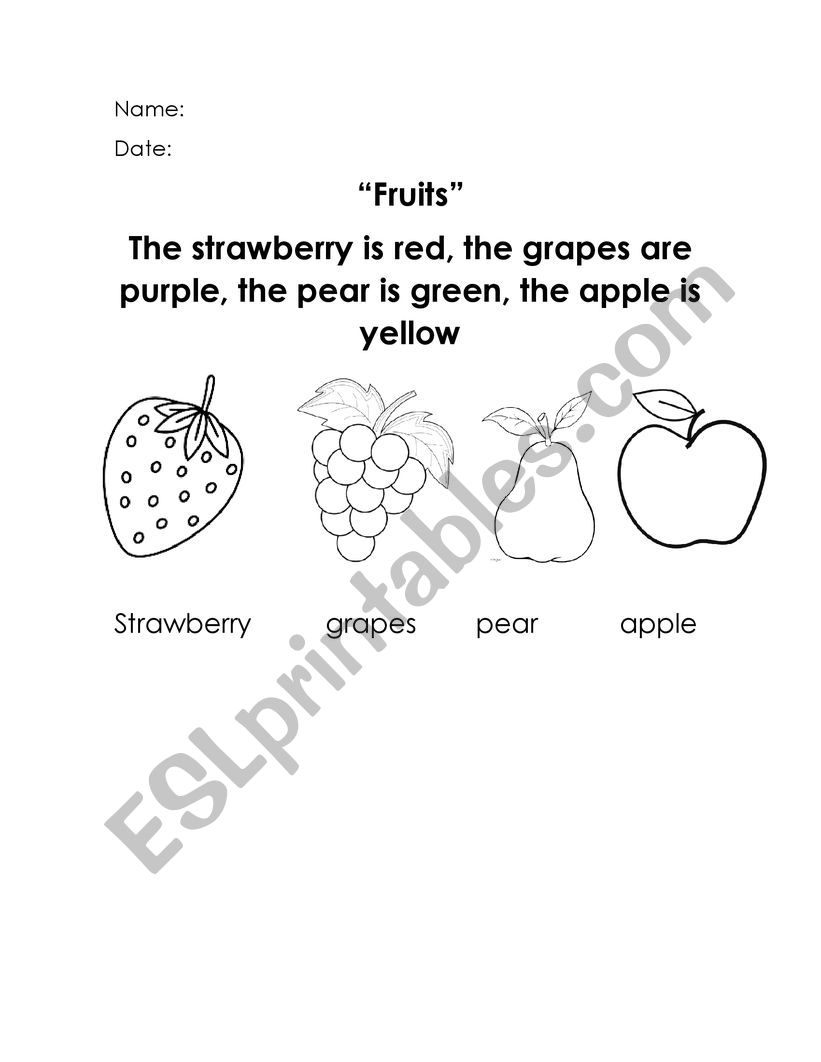 fruits worksheet