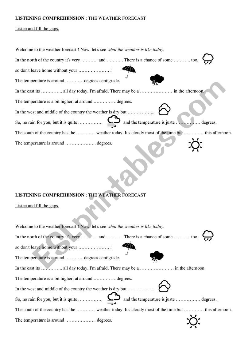 The weather forecast worksheet