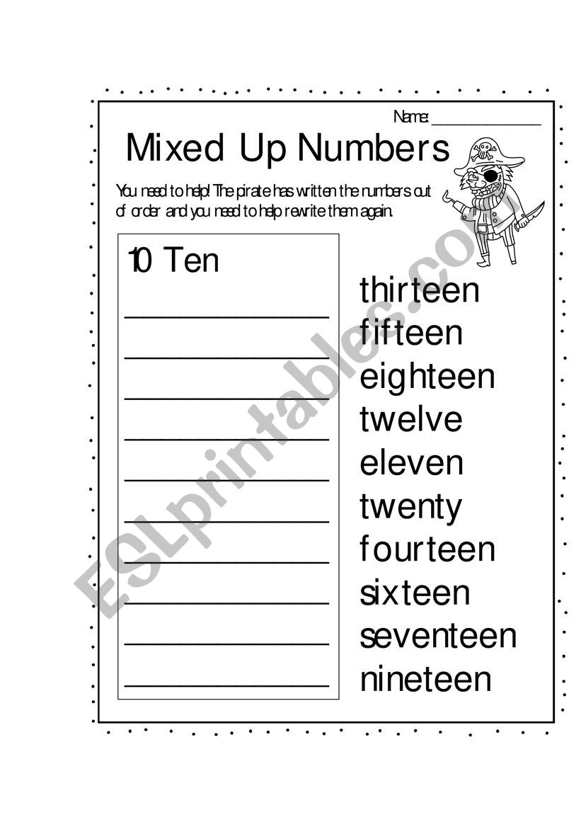 Numbers (11-20) worksheet