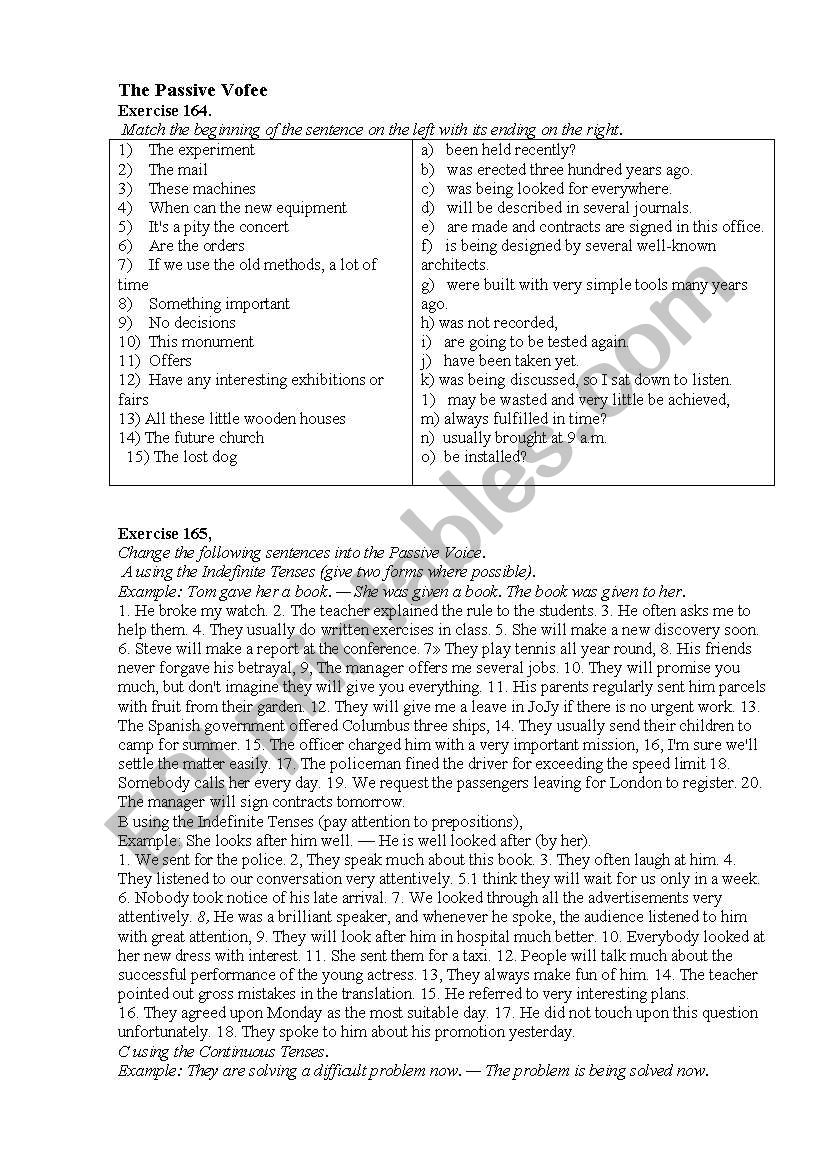 he passive voice worksheet