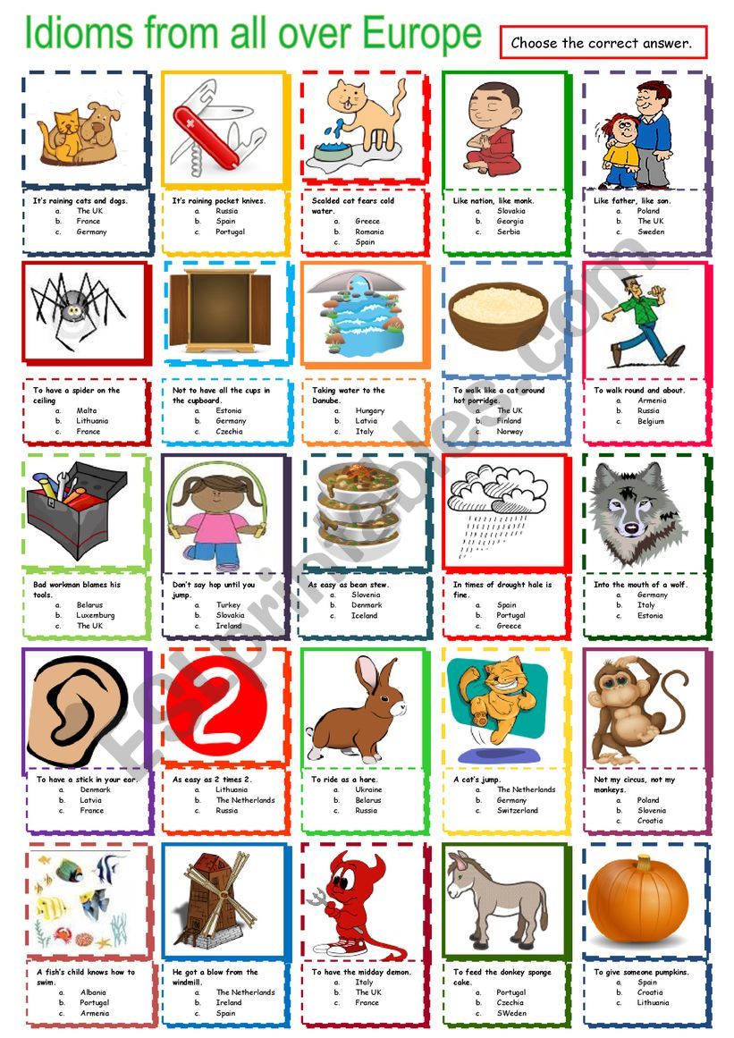 Idioms from all over Europe worksheet