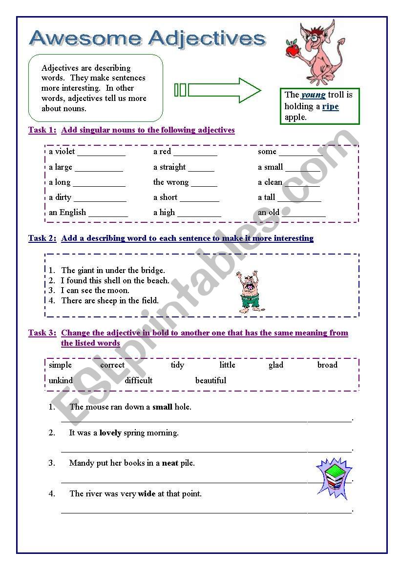 Awesome Adjectives worksheet