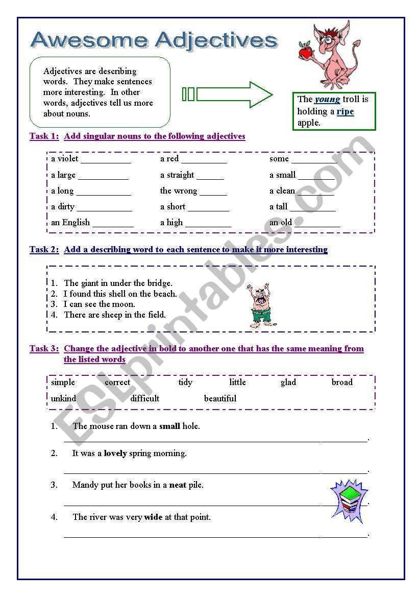 Awesome Adjectives worksheet