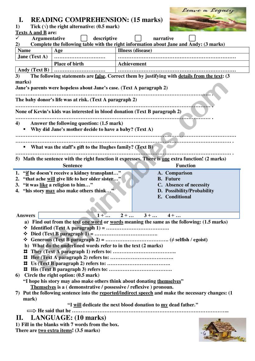 end-term test worksheet