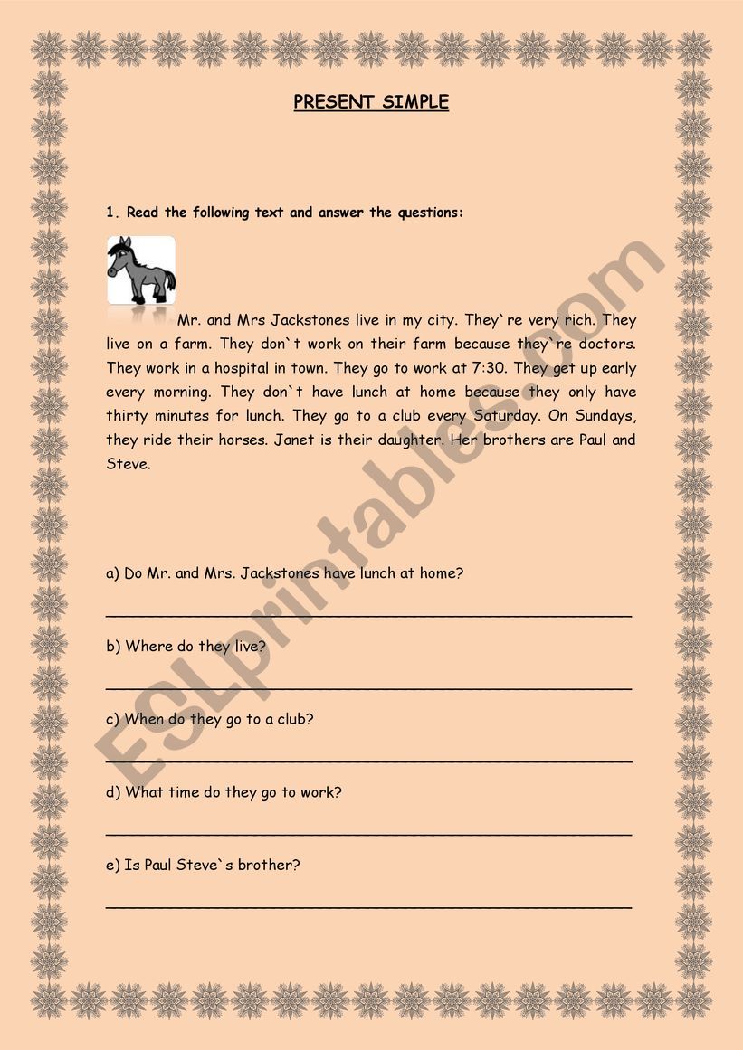 Present Simple Review worksheet