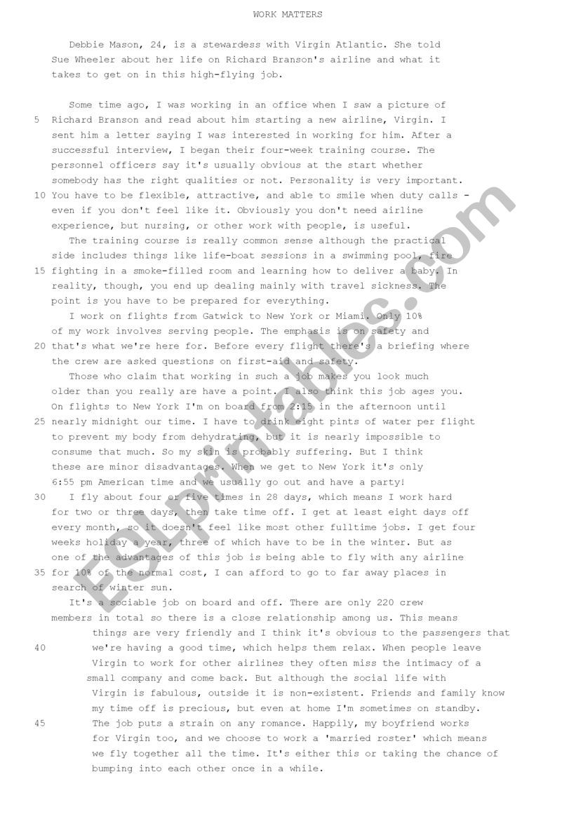 Reading Comprehension worksheet