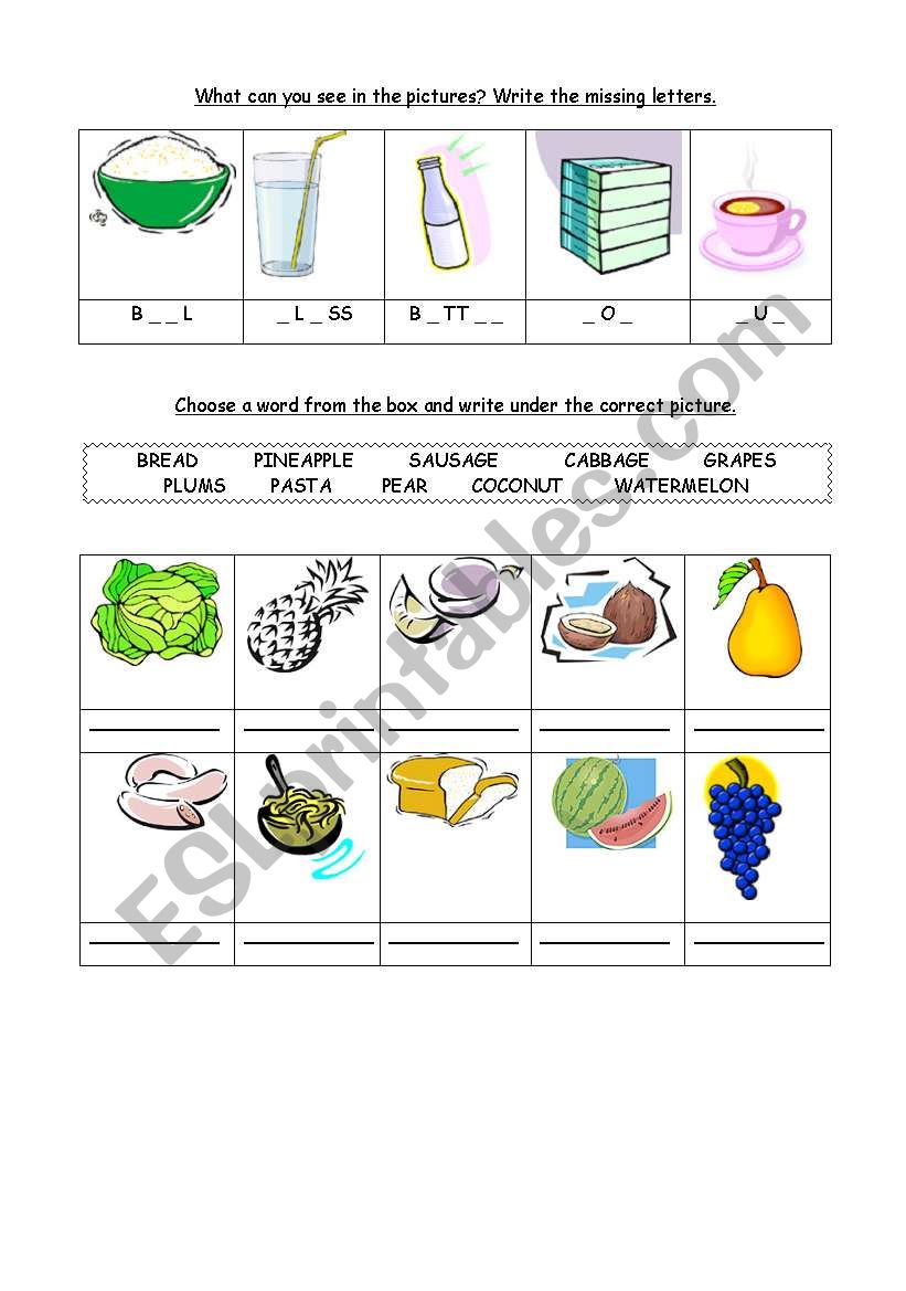 Food worksheet