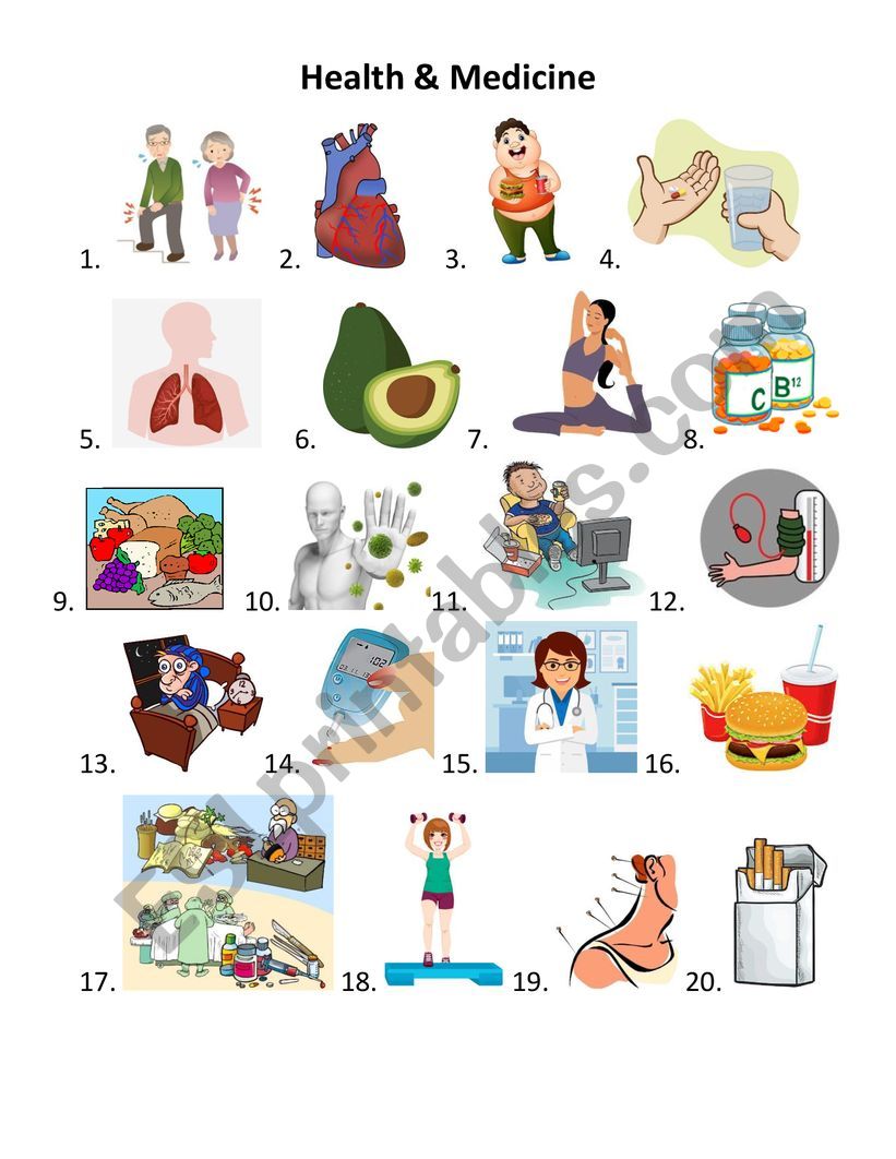 Medical + Health Vocabulary worksheet