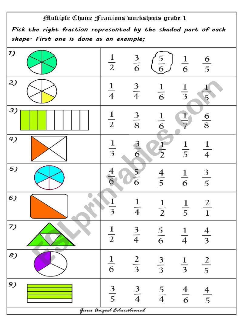fractions  worksheet