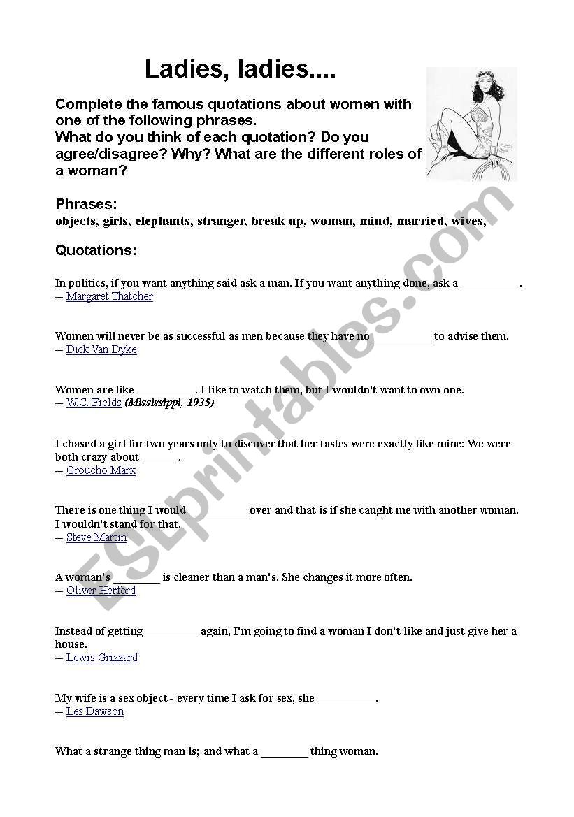 Ladies, ladies... worksheet