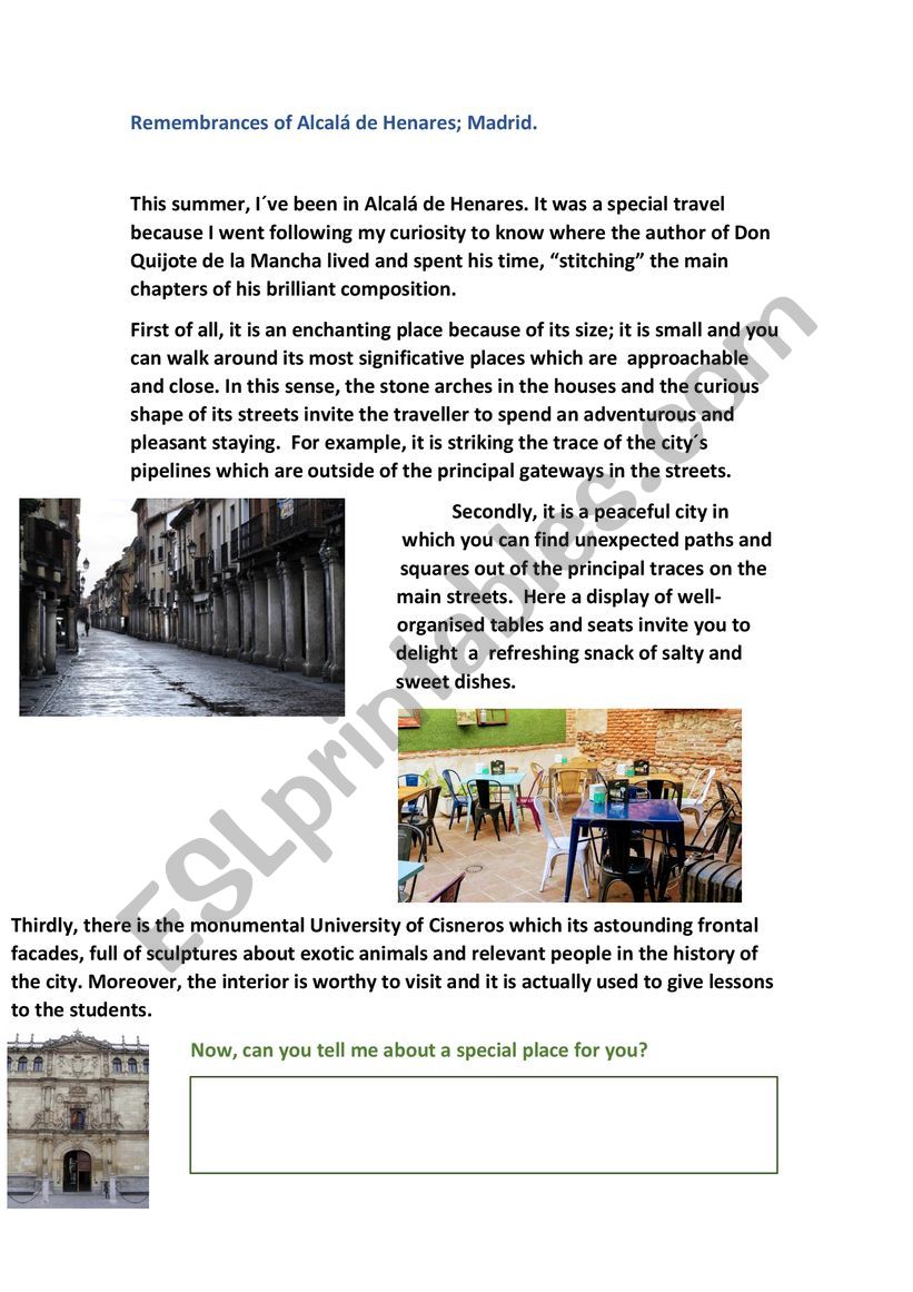 Remembrances of AlcalÃ¡ de Henares. A great city. Madrid