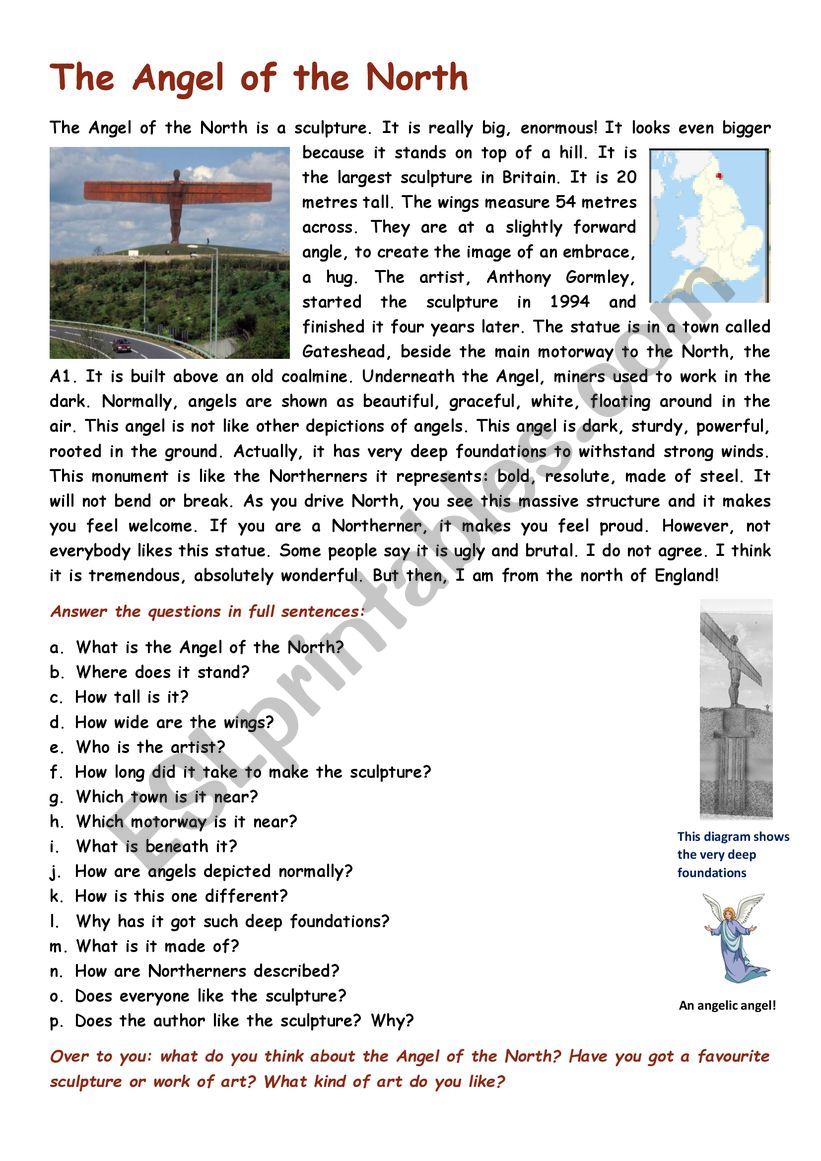 RC: The Angel of the North worksheet