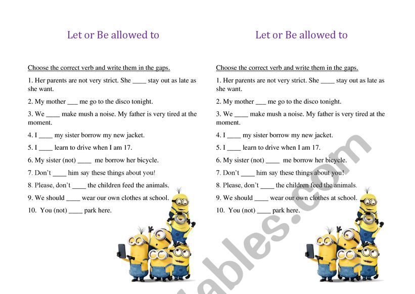 Let be allowed to worksheet