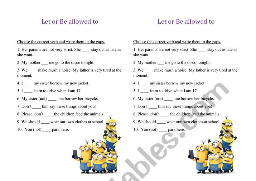 Let be allowed to - ESL worksheet by kannyanny