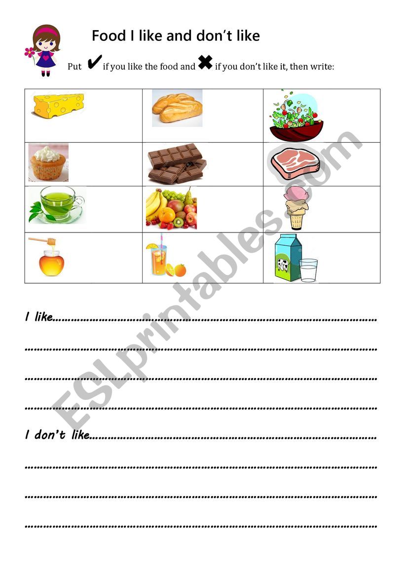 food worksheet