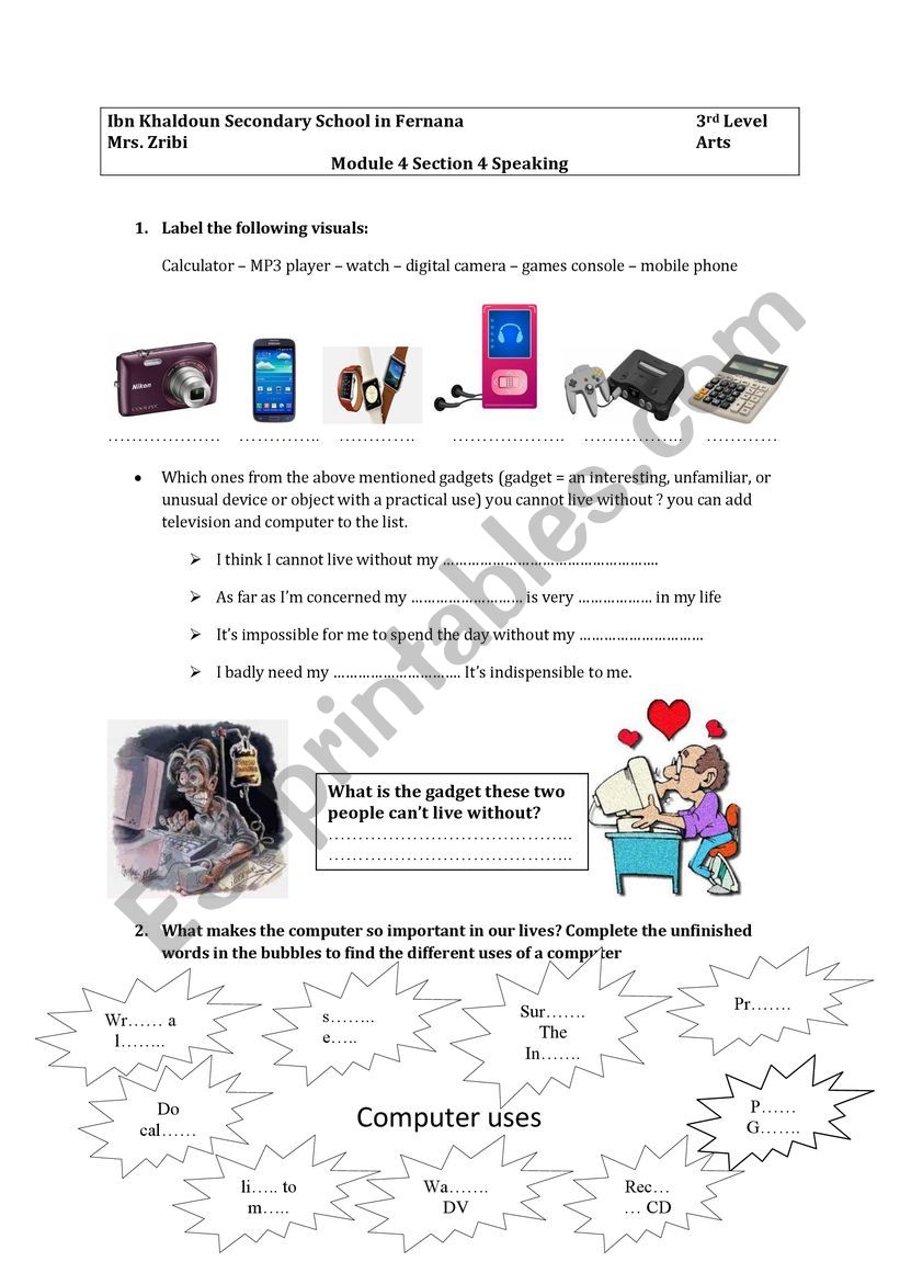 module 4 section 4 speaking 3rd form