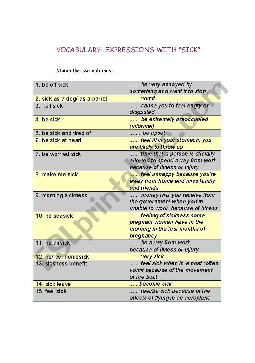 Vocabulary - expressions with 