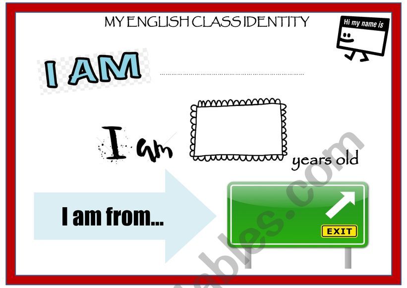 My English Class Identity Card