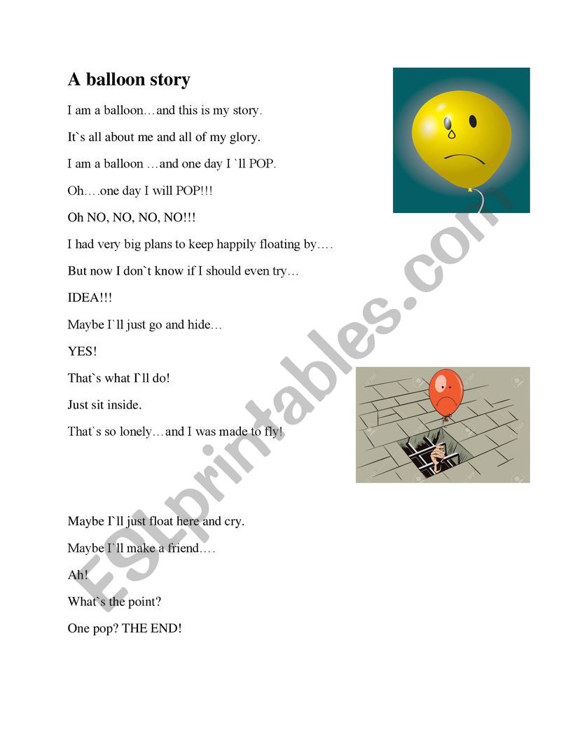 A ballon story worksheet