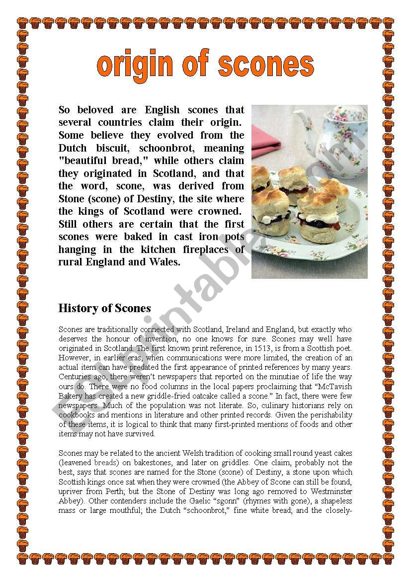 Origin Of Scones 07 09 08 Esl Worksheet By Manuelanunes3