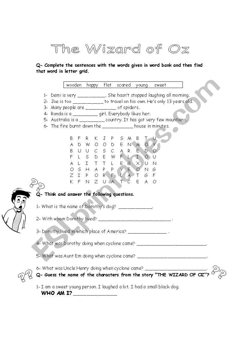 The wizard of oz worksheet