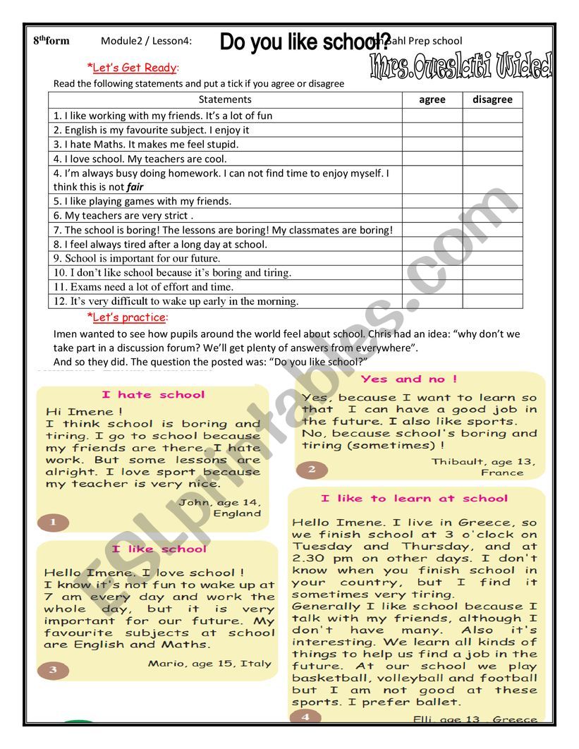 Do you like school ? (module 2 lesson4)