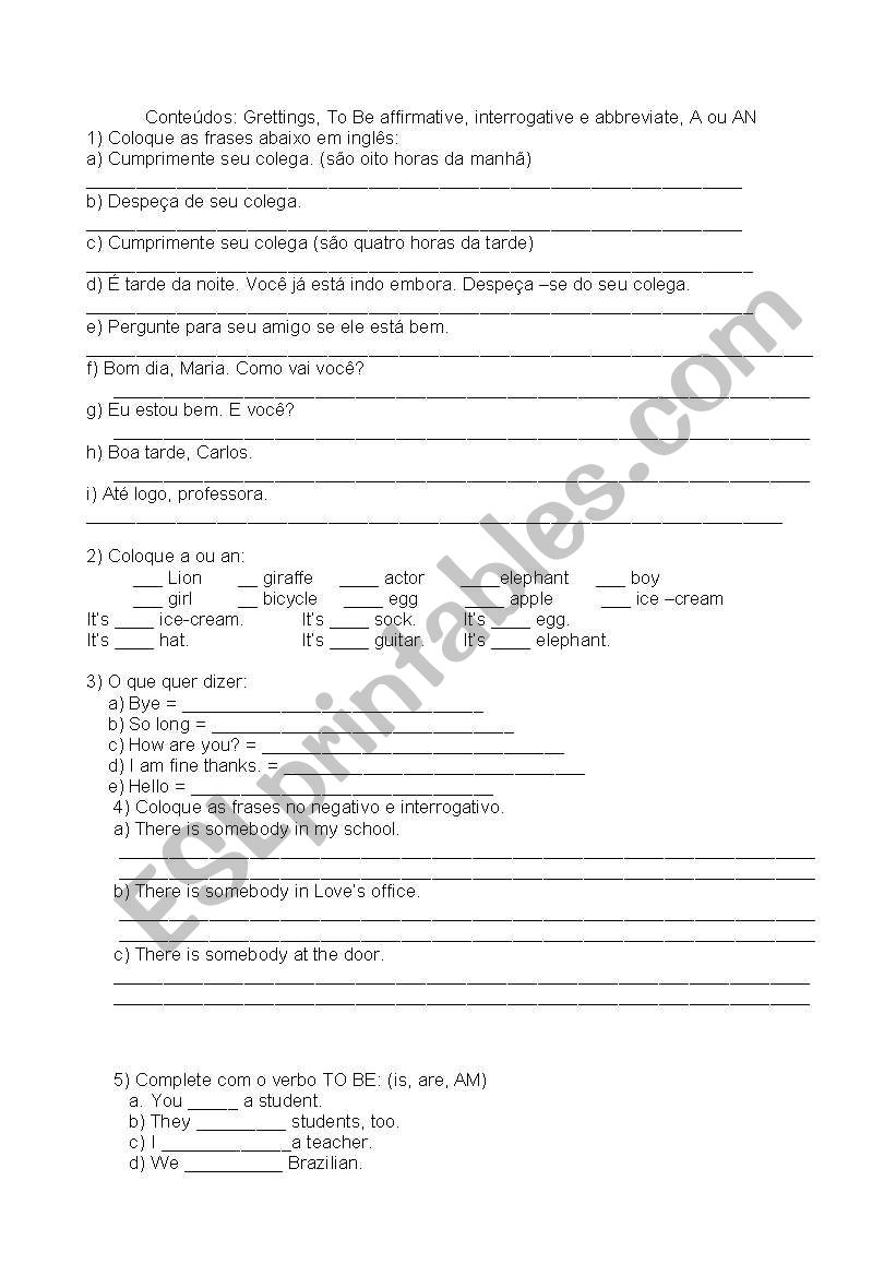 exercises  worksheet