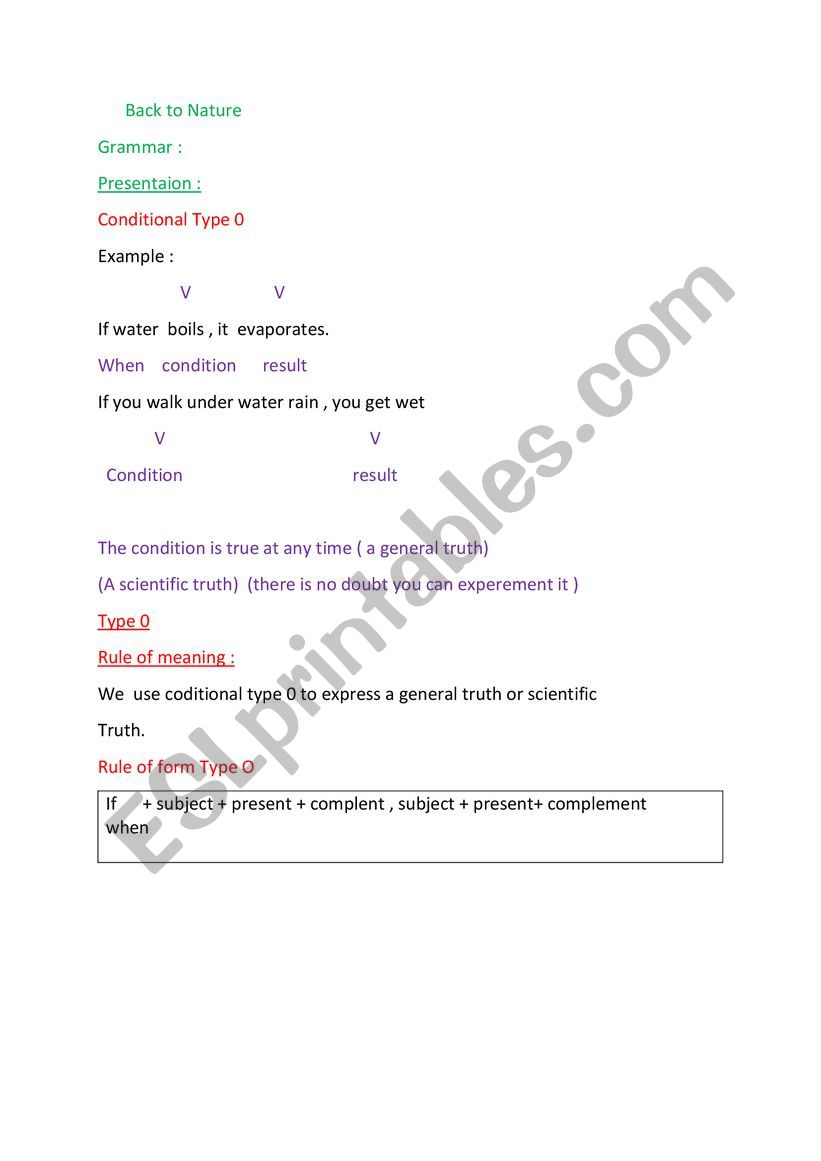 Conditional type I worksheet