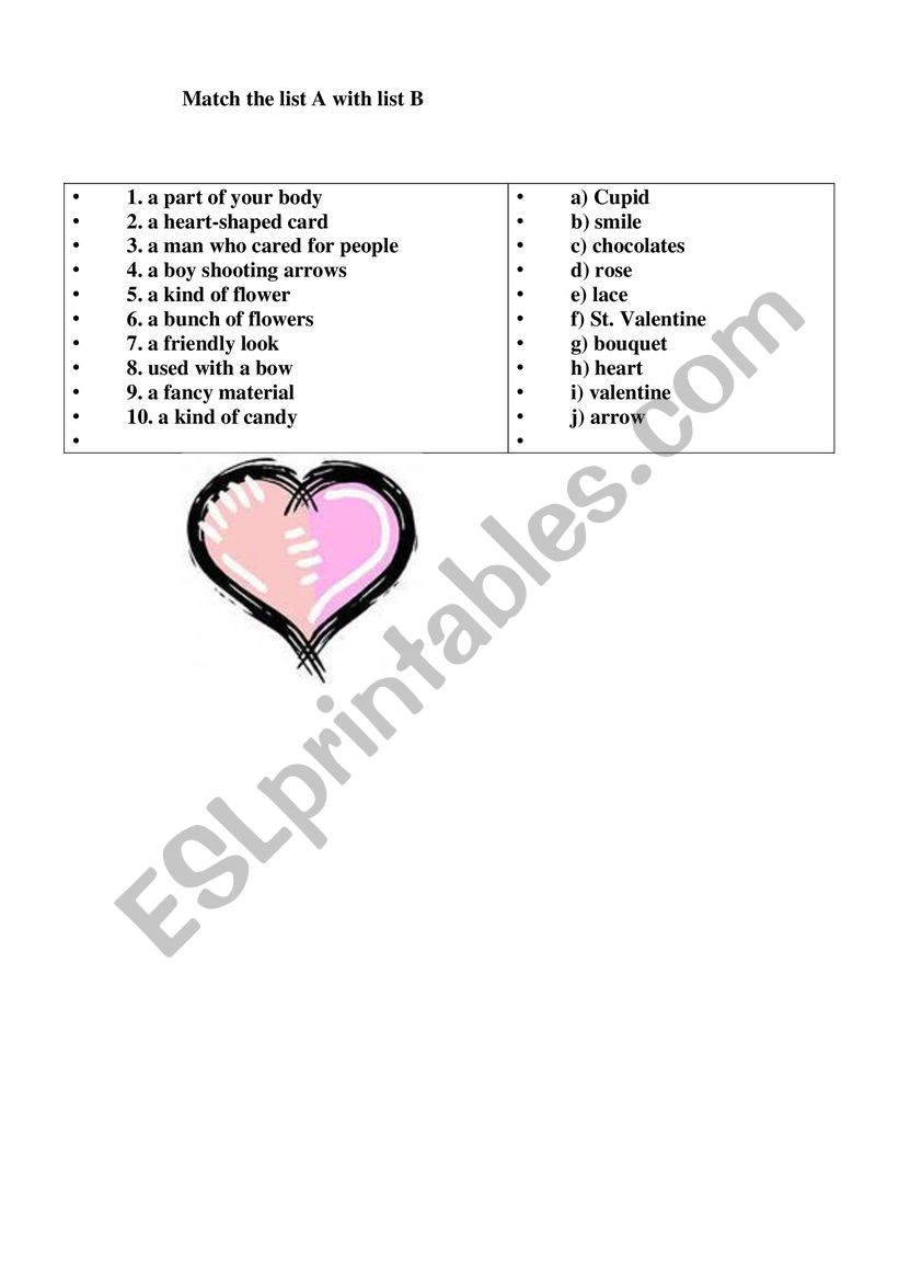 Saint ValentineÃ¯Â¿Â½s day worksheet