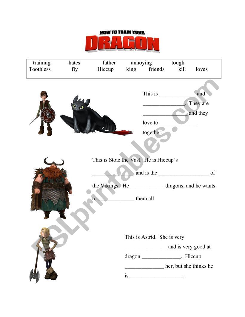 HOW TO TRAIN YOUR DRAGON WORKSHEET