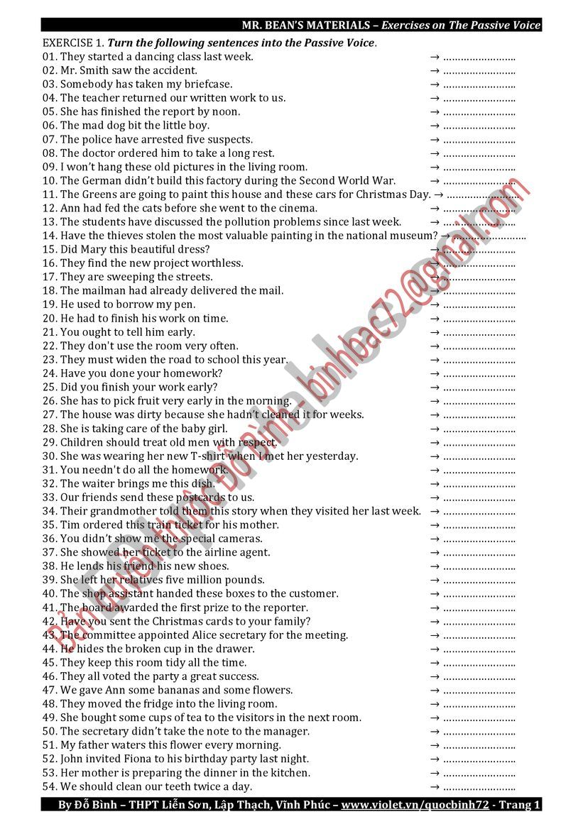 passive voice worksheet