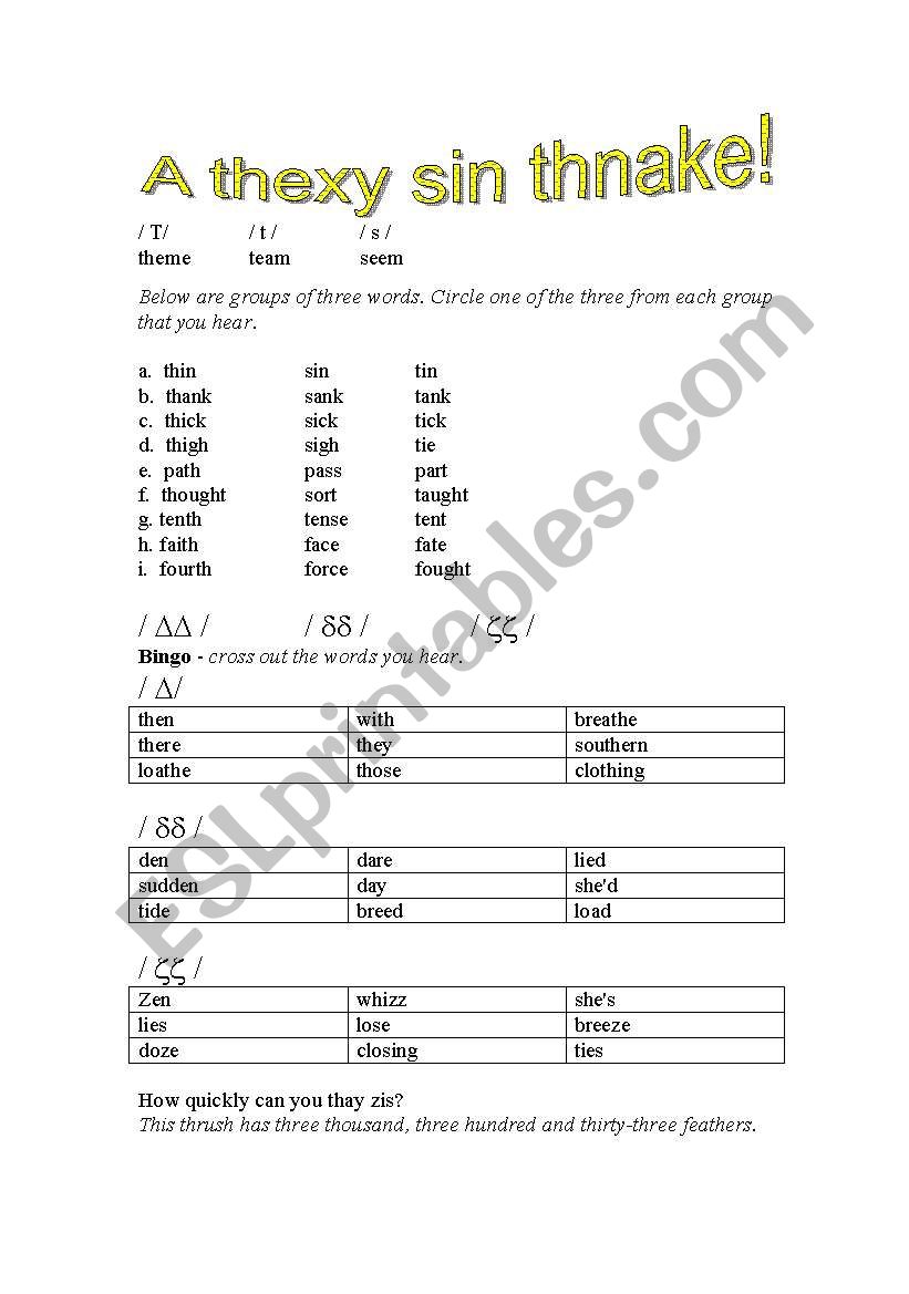 Pronunciation  worksheet