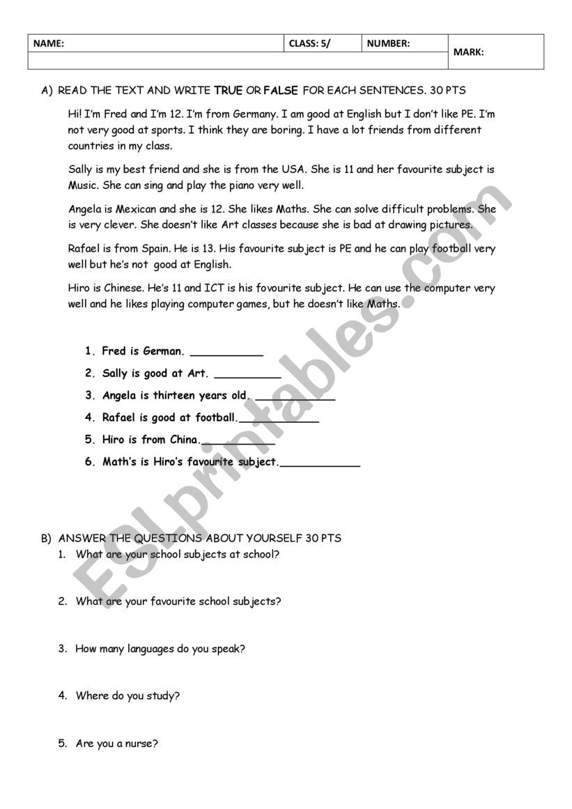 greetings worksheet