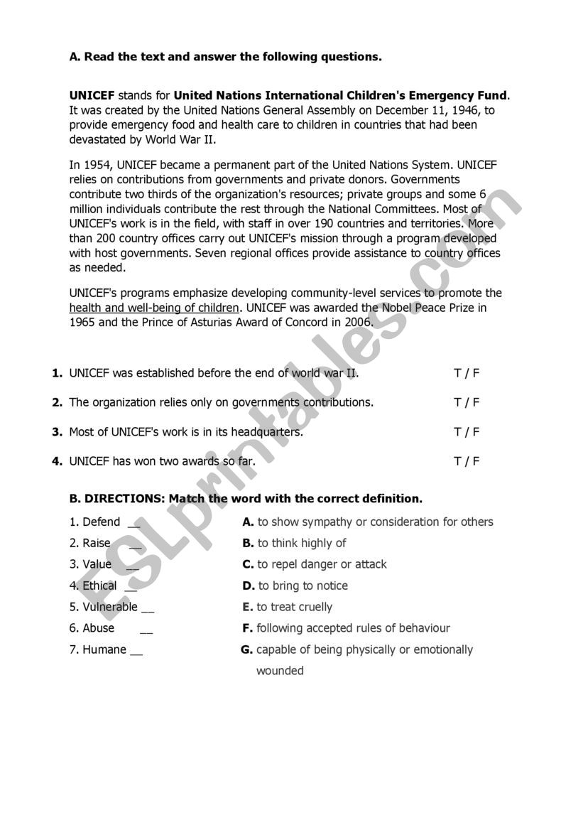 General Test worksheet