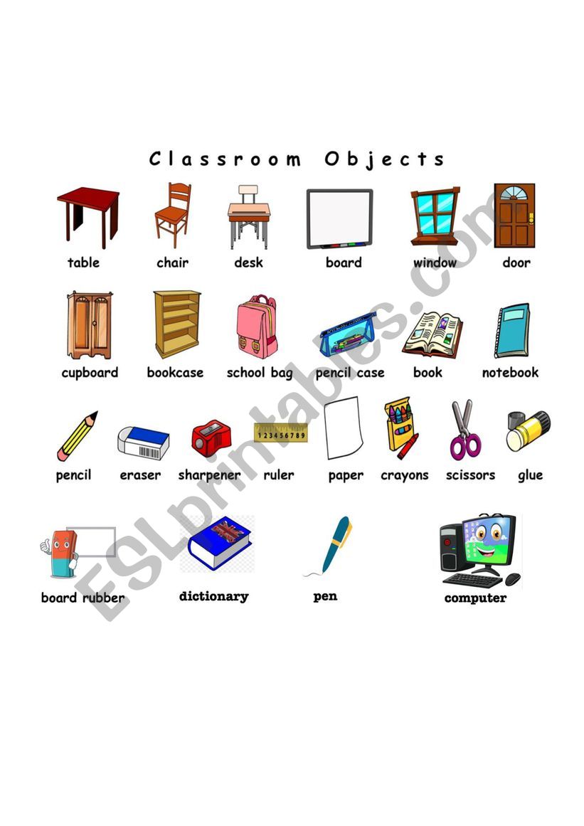 Classroom Objects worksheet