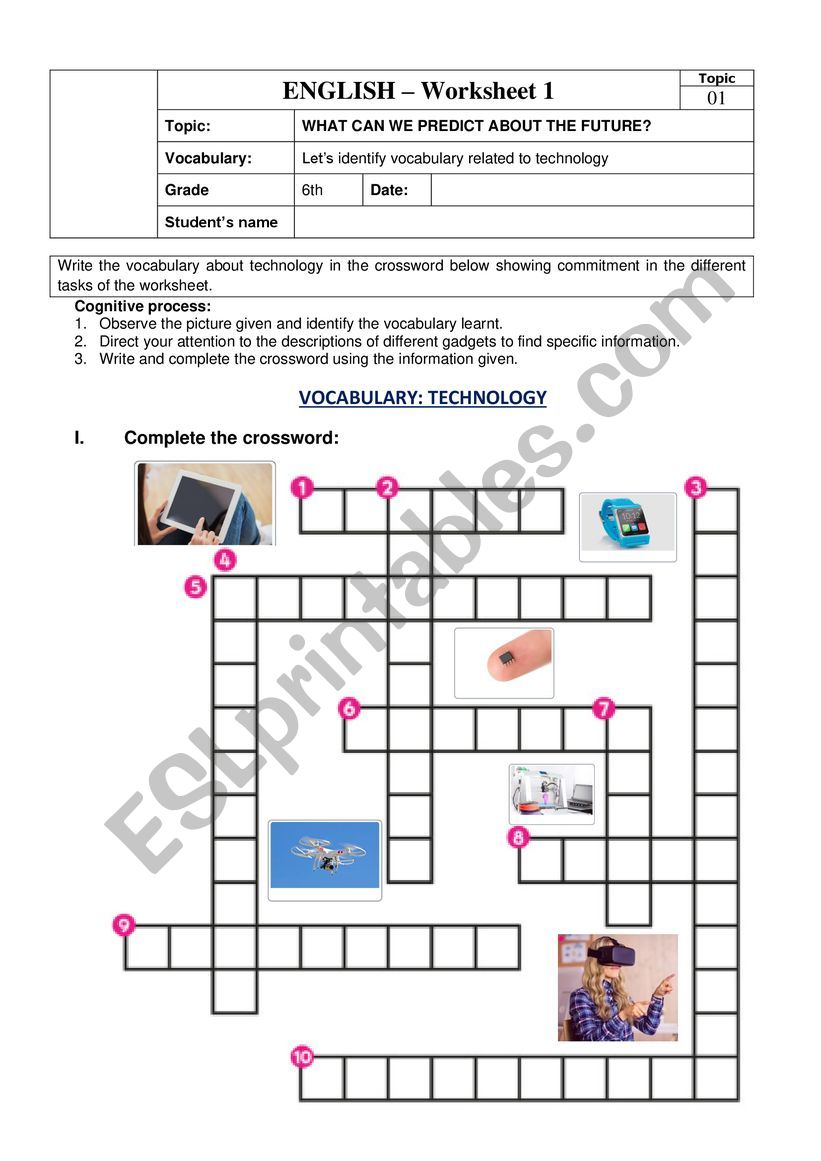 TECHNOLOGY VOCABULARY worksheet