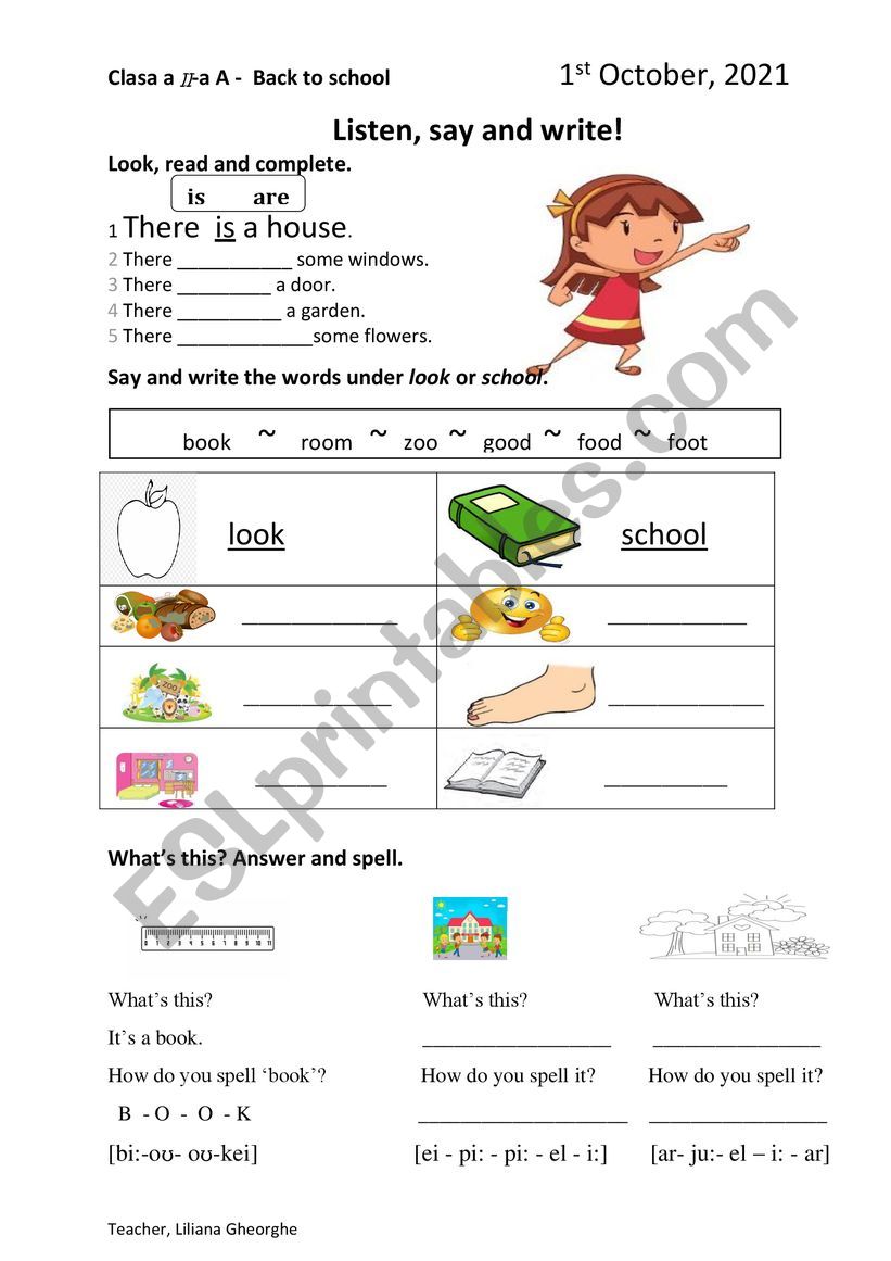 Back to school worksheet