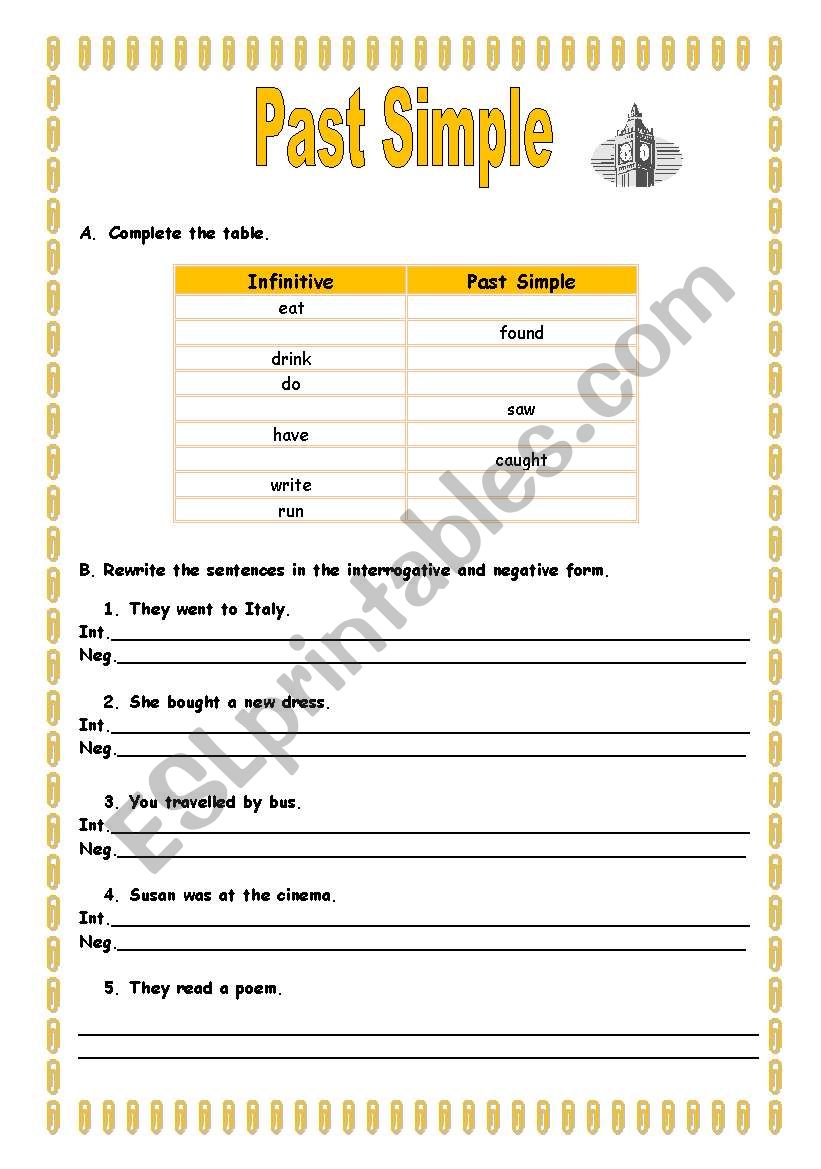 Past Simple worksheet