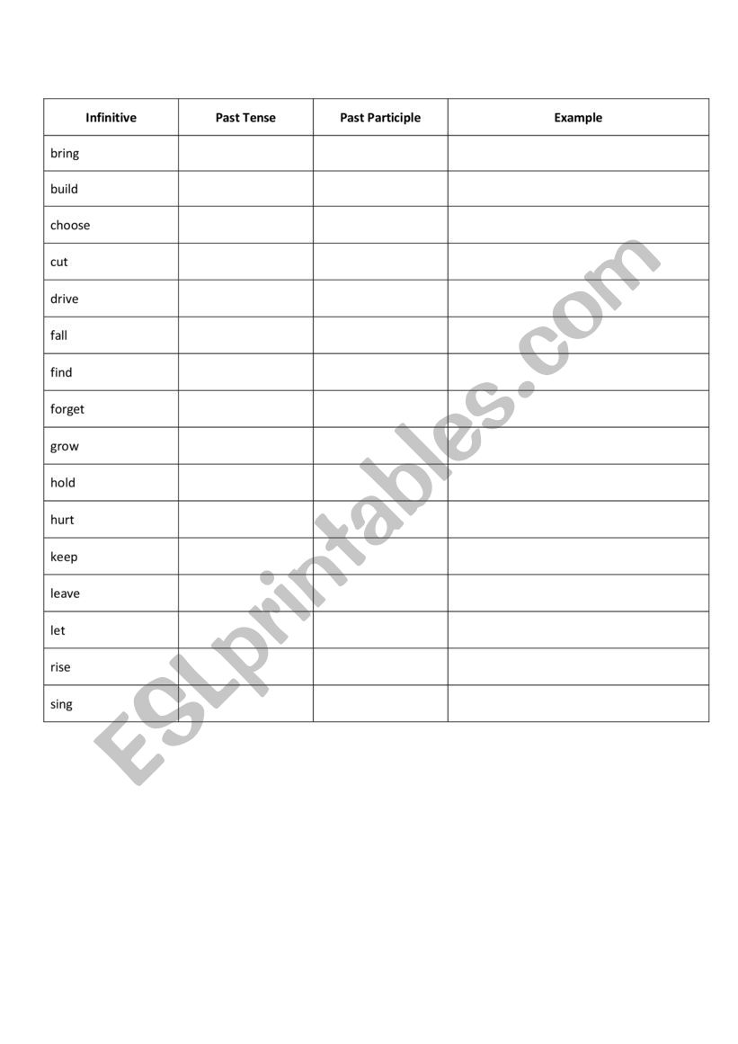 Past Simple Irregular worksheet