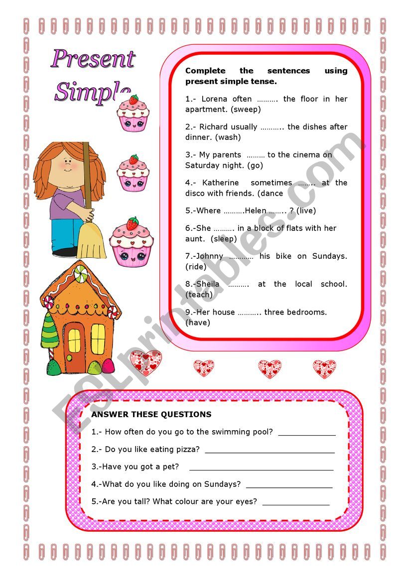 Present simple tense worksheet