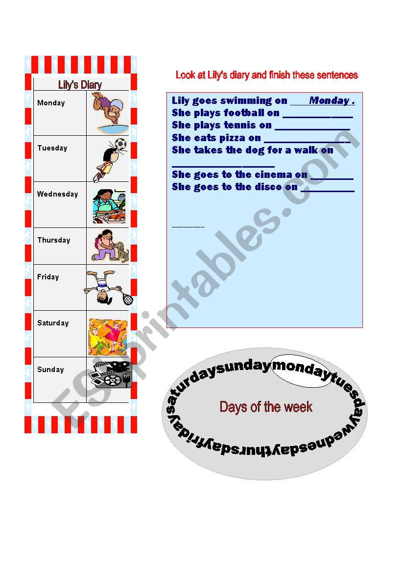 weekdays worksheet