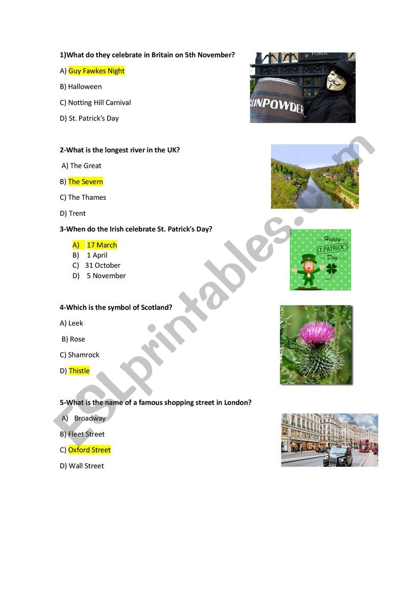 Cultural Quiz worksheet