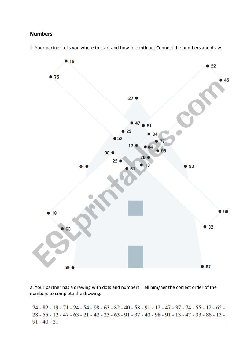 Numbers 1-100 Drawing fun worksheet