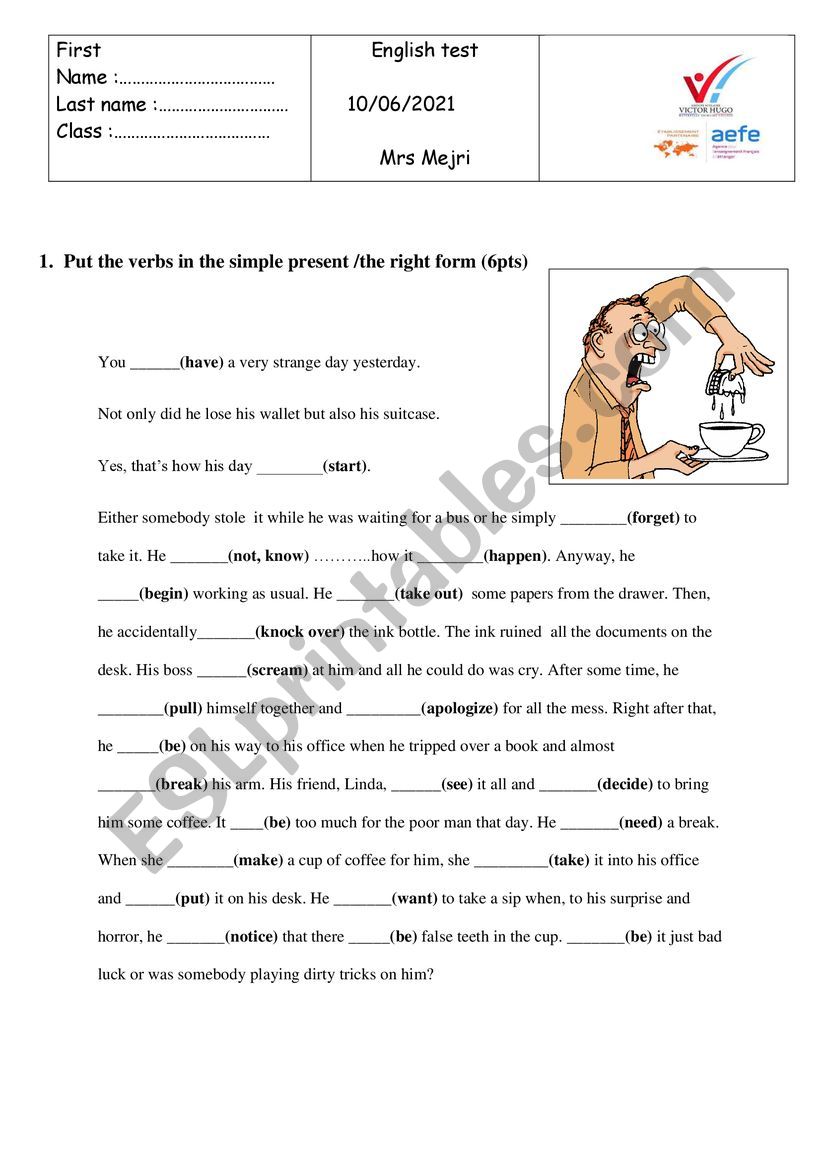 english test worksheet