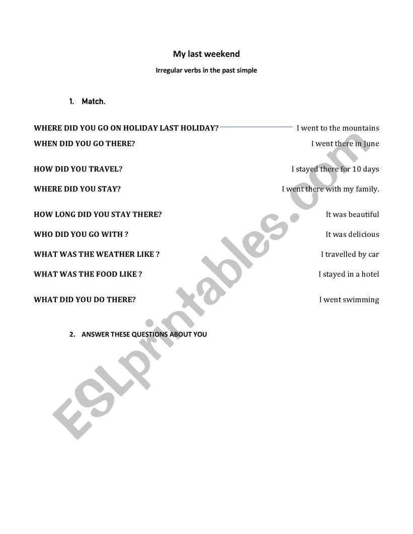 MY LAST WEEKEND worksheet