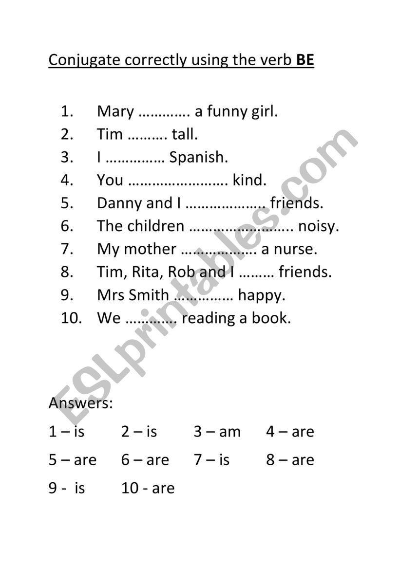 Exercises PRESENT SIMPLE- VERB BE