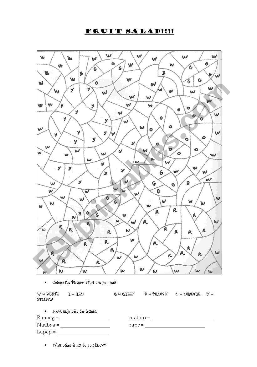 Fruit salad worksheet